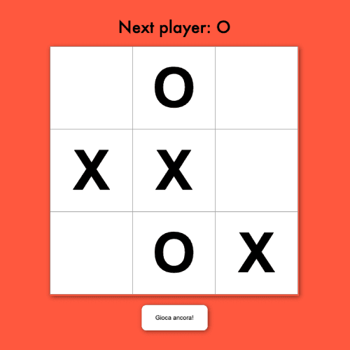Tic Tac Toe React game board screenshot
